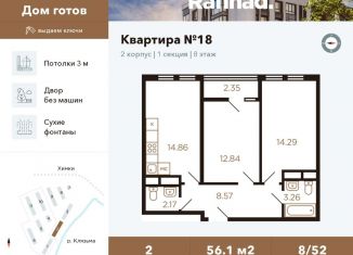 Продается двухкомнатная квартира, 56.1 м2, Химки, жилой комплекс Миниполис Рафинад, к2