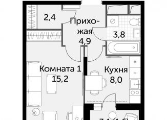 Продам 1-комнатную квартиру, 35.9 м2, посёлок Развилка, ЖК Римский, Римский проезд, 7