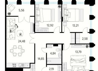 3-комнатная квартира на продажу, 91.4 м2, Рязань