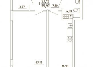 Продаю 1-ком. квартиру, 56 м2, деревня Бородки, Парковая улица, 1