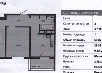 Продаю 2-ком. квартиру, 50.8 м2, Казань, жилой комплекс Светлая Долина, 17.1, ЖК Светлая Долина