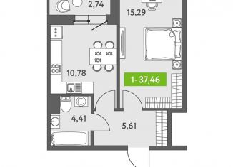 Продам 1-ком. квартиру, 37.5 м2, Санкт-Петербург, метро Приморская