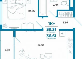 Продаю однокомнатную квартиру, 36.6 м2, Тюмень, ЖК Краснолесье, Селекционная улица, 8