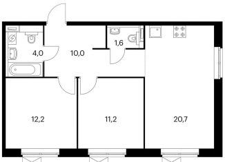 2-комнатная квартира на продажу, 59 м2, Москва, жилой комплекс Люблинский Парк, 14.5, метро Братиславская