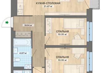 Продажа 3-ком. квартиры, 80.2 м2, Екатеринбург, ЖК Северное Сияние, улица Уральских Рабочих