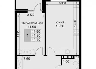 Продажа двухкомнатной квартиры, 44.3 м2, поселок Южный, Екатерининская улица, 3к2