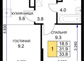 Продаю однокомнатную квартиру, 34.6 м2, Краснодар, ЖК Ракурс, улица имени Героя Ростовского, 8к4