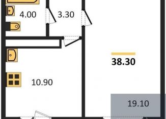 Продаю 1-комнатную квартиру, 38.3 м2, хутор Ветряк, Выборская улица, 14