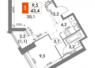 Продажа 2-комнатной квартиры, 43.4 м2, Москва, улица Академика Волгина, 2с3, ЮЗАО