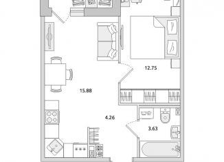 Продам 1-комнатную квартиру, 40 м2, Санкт-Петербург, Красногвардейский переулок, 23Н, Красногвардейский переулок
