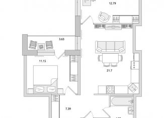 Продажа 2-комнатной квартиры, 61.7 м2, поселок Бугры, ЖК Новые Горизонты