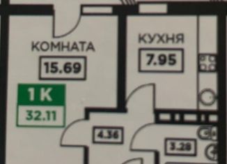 Продаю однокомнатную квартиру, 32.1 м2, Краснодар, Воронежская улица, 47Д, ЖК Фонтаны