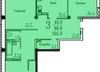 Продажа трехкомнатной квартиры, 103 м2, Воронеж, улица Лётчика Филипова, 8, ЖК Спутник