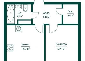 Продажа 1-ком. квартиры, 41.7 м2, Самарская область