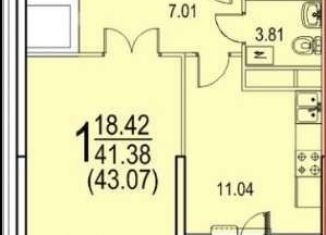 Продажа 1-ком. квартиры, 43.1 м2, Москва, 6-я Радиальная улица, вл7к28, район Бирюлёво Восточное