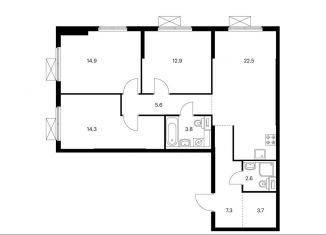 Продам трехкомнатную квартиру, 87.6 м2, Одинцово, ЖК Одинцово-1, жилой комплекс Одинцово-1, к1.25.1