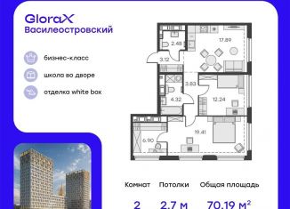 Продажа 2-комнатной квартиры, 70.2 м2, Санкт-Петербург, ЖК Голден Сити