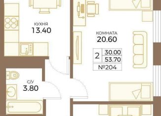 Продажа 2-комнатной квартиры, 53.7 м2, Санкт-Петербург, Новочеркасский проспект, 54к3, Новочеркасский проспект