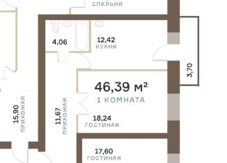 Продажа 1-ком. квартиры, 46.2 м2, Красноярск, Парусная улица, 5, ЖК Бульвар Экзюпери