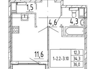 Продается 1-комнатная квартира, 37 м2, Санкт-Петербург, ЖК Галактика, Парфёновская улица, 9к1с1