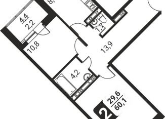 Продается 2-ком. квартира, 60.1 м2, посёлок Развилка, жилой комплекс Три Квартала, к13, ЖК Три Квартала