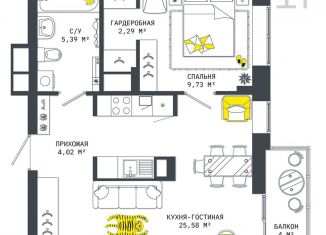 Продам 1-комнатную квартиру, 51 м2, Тульская область, Оборонная улица, 104