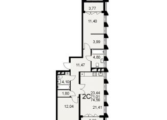 Продается 2-комнатная квартира, 74.6 м2, Тульская область, Путейская улица, 11