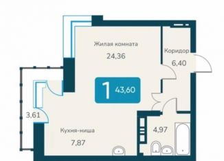 Продается 1-ком. квартира, 43.8 м2, Новосибирск, метро Речной вокзал, 2-я Обская улица, 156/1