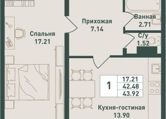 Продается однокомнатная квартира, 43.9 м2, Ленинградская область