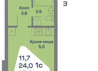 Квартира на продажу студия, 25.2 м2, Пермский край