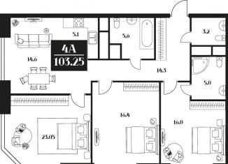 Продажа 4-ком. квартиры, 103.3 м2, Москва, улица Серпуховский Вал, 1, улица Серпуховский Вал