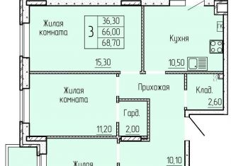 Продам 3-комнатную квартиру, 66.3 м2, Батайск, улица Леонова, 12к2, ЖК Прибрежный