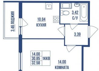 Продаю 1-комнатную квартиру, 32.6 м2, Санкт-Петербург, метро Пролетарская