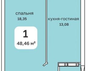 Однокомнатная квартира на продажу, 48.5 м2, Пермь, Пушкарская улица, 142А