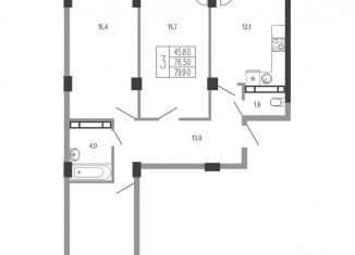 3-ком. квартира на продажу, 79.9 м2, Краснодарский край