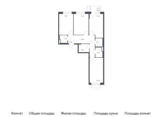 Трехкомнатная квартира на продажу, 78.4 м2, поселение Филимонковское, жилой комплекс Квартал Марьино, к2