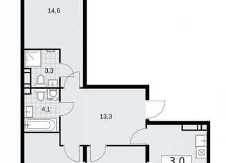 3-комнатная квартира на продажу, 74.3 м2, поселение Сосенское, жилой комплекс Прокшино, к10.1.1