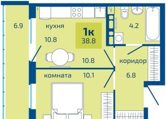 Продажа 1-комнатной квартиры, 38.8 м2, Пермский край