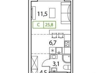 Однокомнатная квартира на продажу, 25.8 м2, деревня Рузино, ЖК Новый Зеленоград, жилой комплекс Новый Зеленоград, 2Б