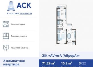 Продается 2-комнатная квартира, 71.3 м2, Краснодар, улица Дзержинского, 95, ЖК Аврора