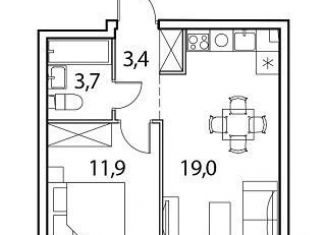 2-комнатная квартира на продажу, 38 м2, деревня Рузино, жилой комплекс Новый Зеленоград, 2А