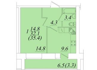 Продается однокомнатная квартира, 35.4 м2, Вологда