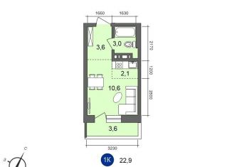 1-комнатная квартира на продажу, 22.9 м2, Иркутск, Свердловский округ, Старо-Кузьмихинская улица, 36