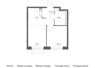 Продаю однокомнатную квартиру, 34.4 м2, Московская область, жилой комплекс Томилино Парк, к6.2