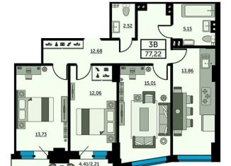 Продам 3-ком. квартиру, 76.9 м2, Ростов-на-Дону, Красноармейская улица, 157В/83с2