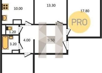 Трехкомнатная квартира на продажу, 78.6 м2, Воронеж, ЖК Лазурный, улица Маршала Одинцова, 25Б/5