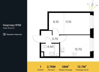 1-ком. квартира на продажу, 38 м2, Московская область