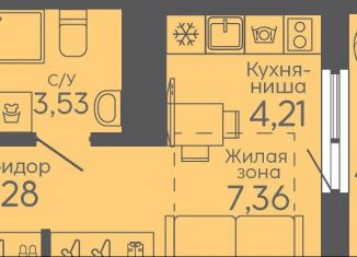 Продам квартиру студию, 19.7 м2, Екатеринбург, жилой комплекс Новокольцовский, 5, метро Ботаническая