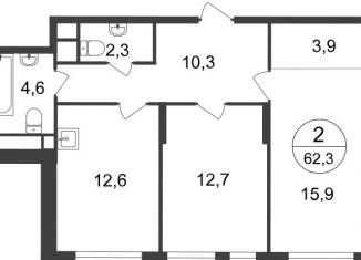 Продам двухкомнатную квартиру, 62.3 м2, Московский, ЖК Первый Московский, 7-я фаза, к2