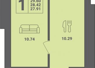 Продам 1-комнатную квартиру, 29.6 м2, Калининградская область, улица Гептнера, 17